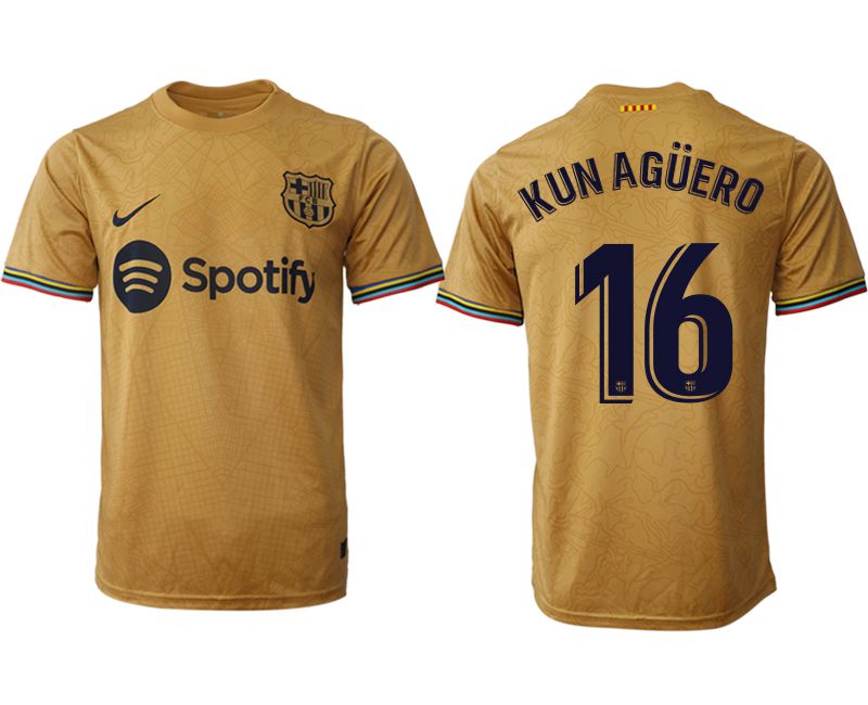 Men 2022-2023 Club Barcelona away aaa version yellow #16 Soccer Jerseys
